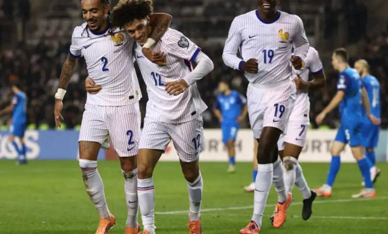 فيديو فرنسا تتجاوز أذربيجان بثلاثية وتختتم التصفيات بدون مبابي 1 أذربيجان ضد فرنسا