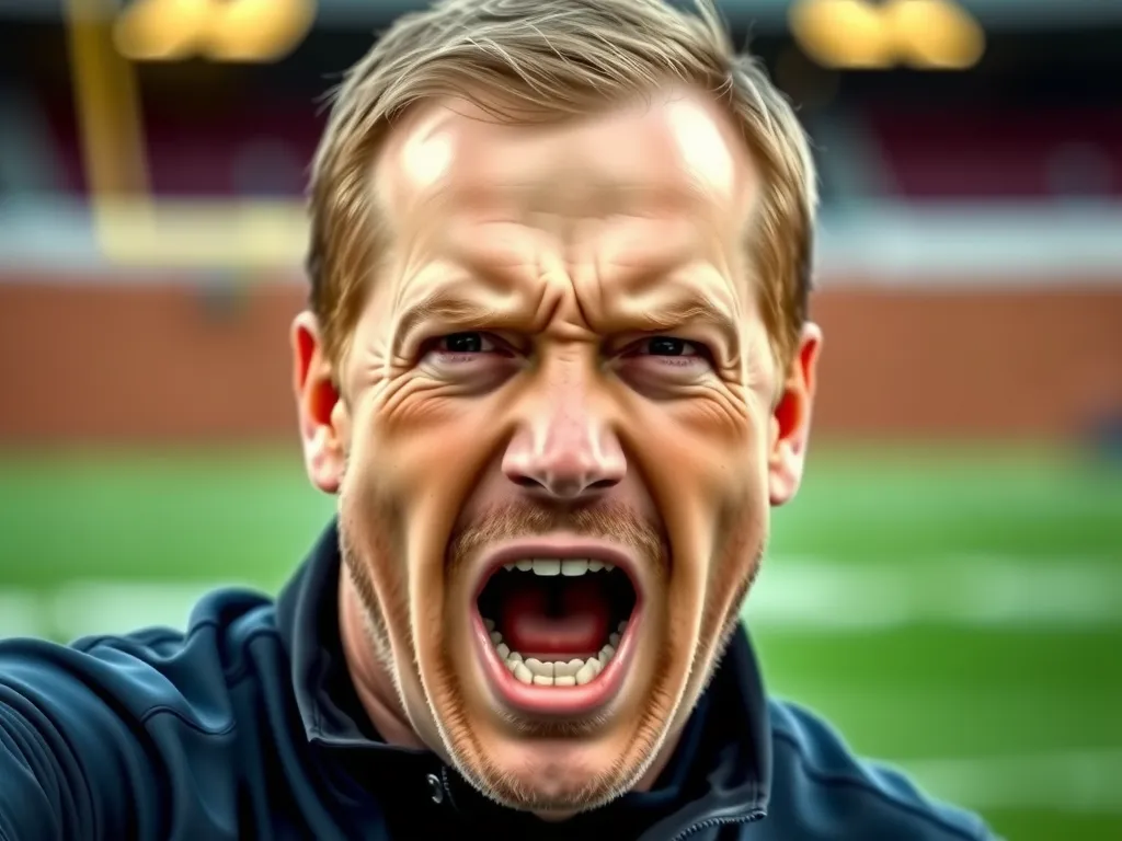 Close-up of Brendan Rodgers, a football coach, expressing strong enthusiasm and motivation, photorealistic, high quality, focused face, banded background.