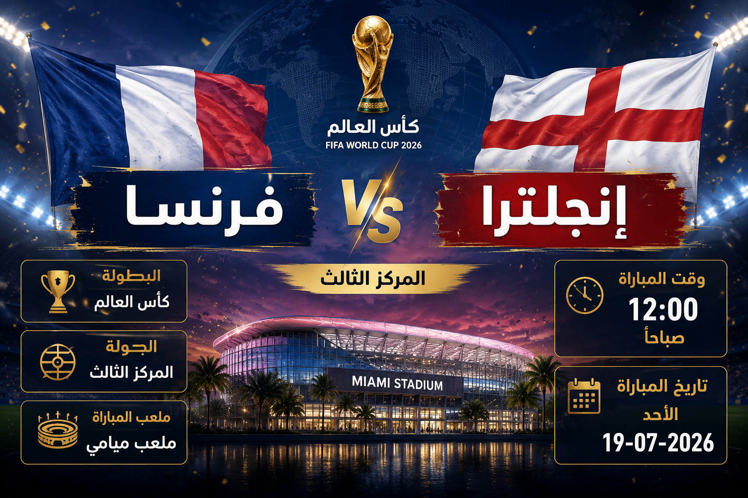 موعد مباراة فرنسا ضد إنجلترا لتحديد المركز الثالث بمونديال 2026 القنوات والتشكيل