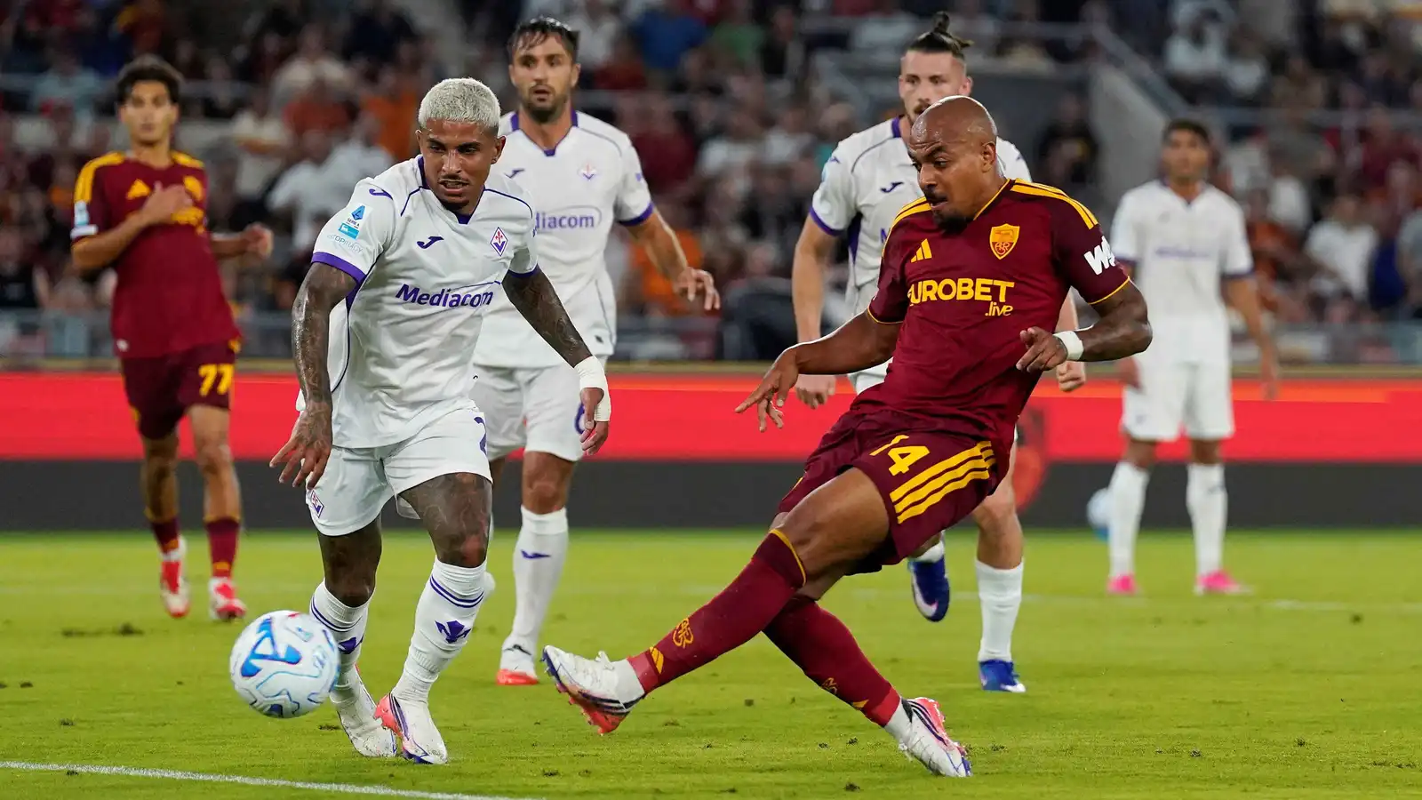 ملخص مباراة روما وفيورنتينا في الدوري الإيطالي وهاتريك مالين
