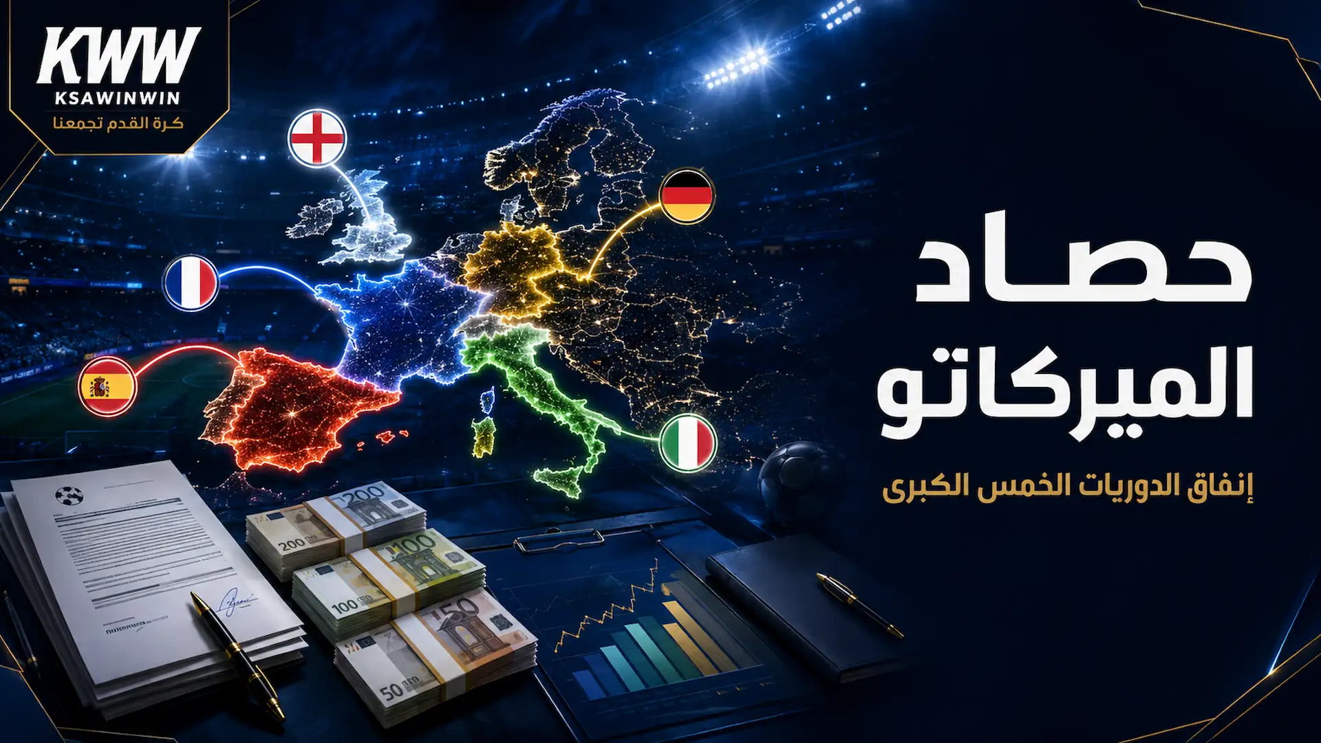 صفقات الدوريات الخمس الكبرى وحصاد الإنفاق المالي